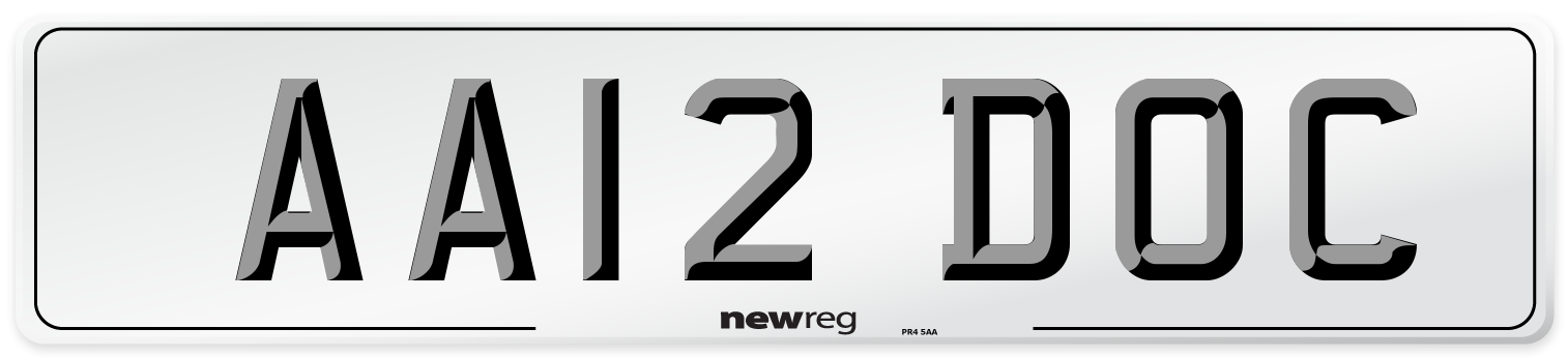 AA12 DOC Number Plate from New Reg